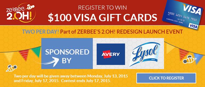 Register to win $100 Visa gift cards during Zerbee's redesign launch event