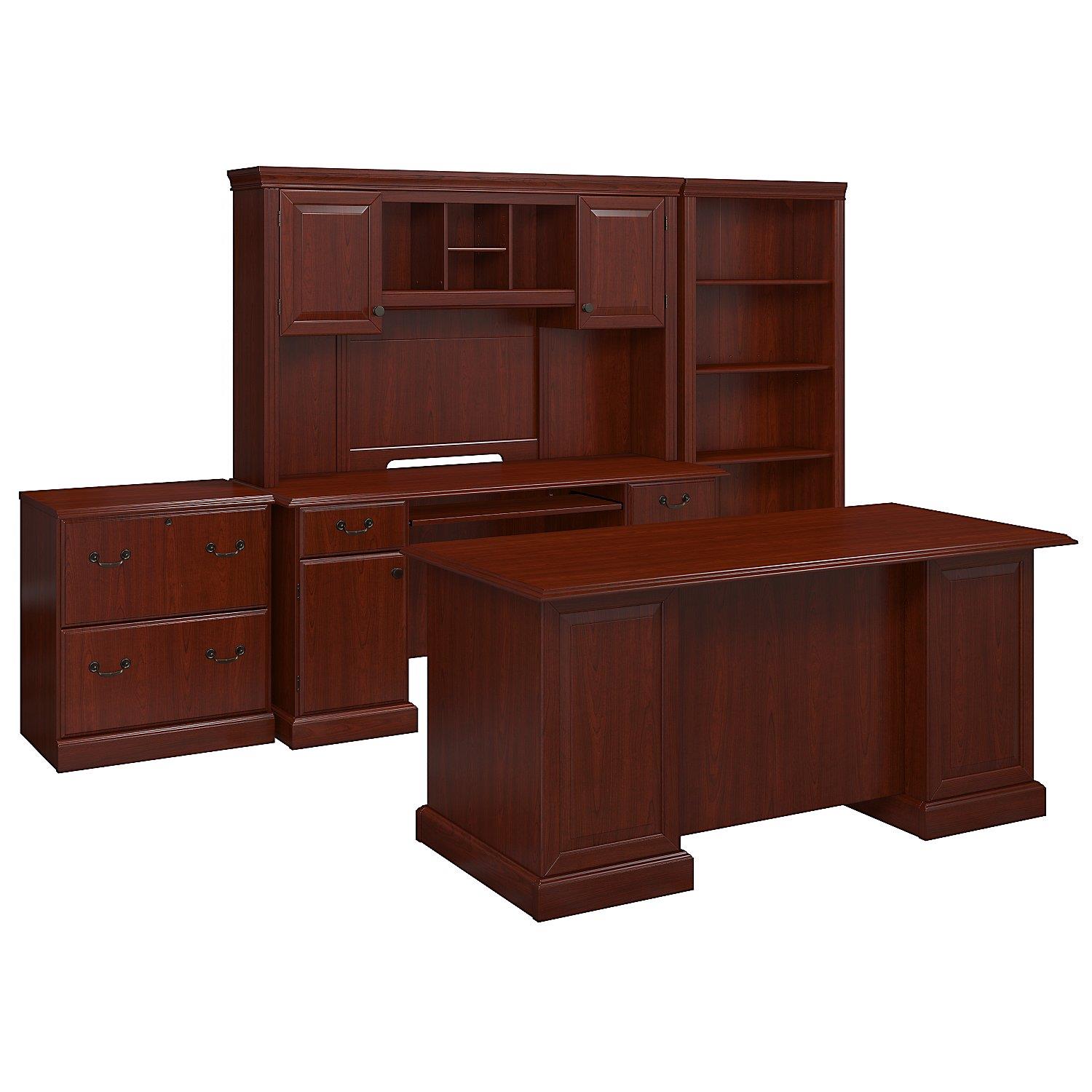 Bennington Manager's Desk, Credenza with Hutch, Lateral File Cabinet and Bookcase- kathy ireland® Office BNT002CS