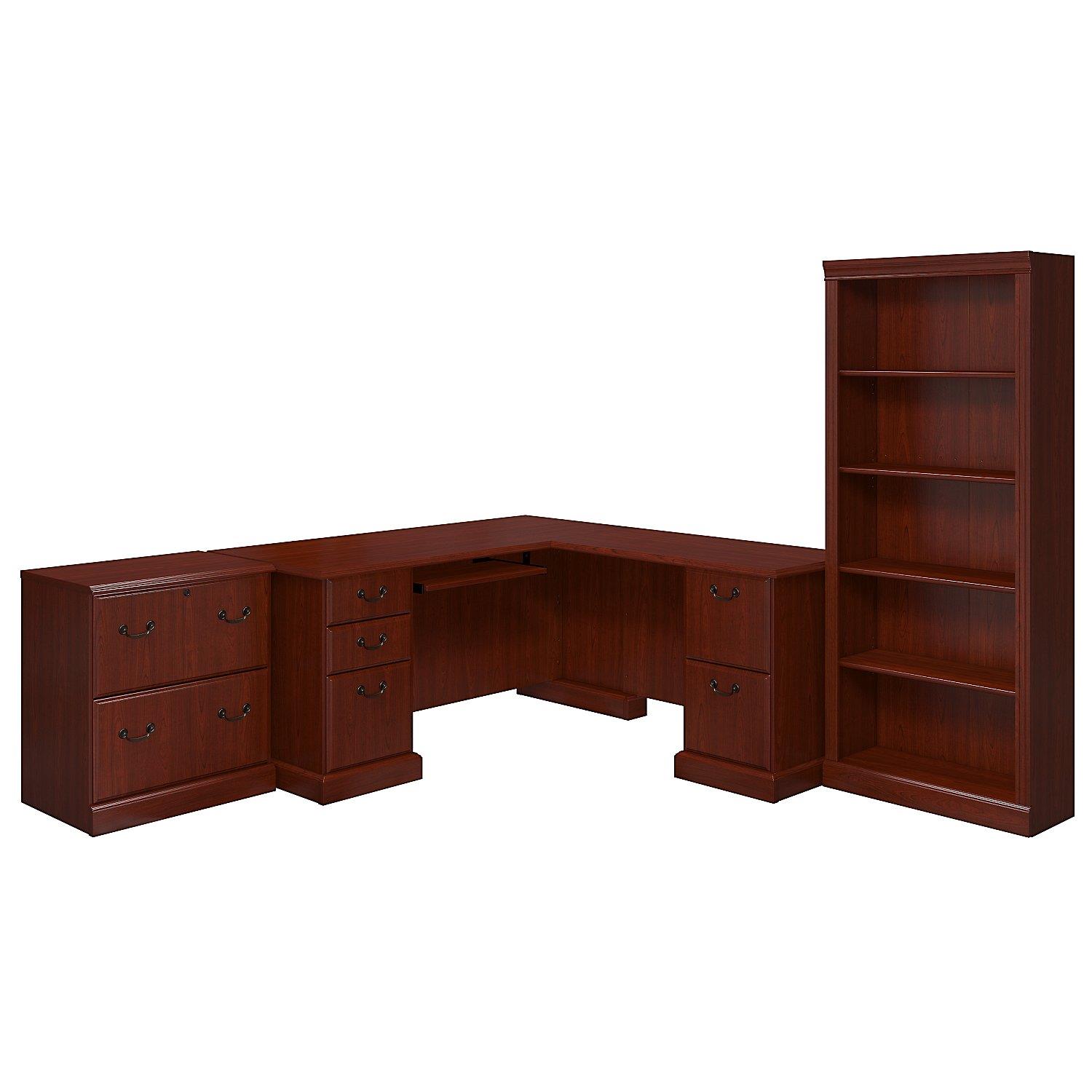 Bennington L Shaped Desk, Lateral File Cabinet and Bookcase- kathy ireland® Office BNT011CS