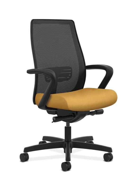 HON Endorse Mesh Mid-Back Task Chair - Built-In Lumbar - Synchro-Tilt, Seat Glide - Mustard Fabric HONLWIM2FNR26