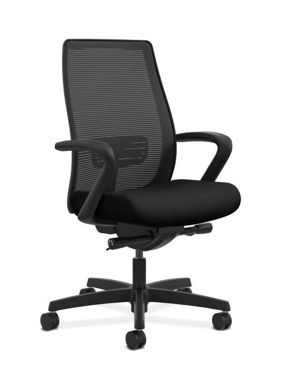 HON Endorse Mesh Mid-Back Task Chair - Built-In Lumbar - Synchro-Tilt, Seat Glide - Black Fabric HONLWIM2FWP40