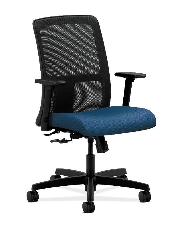HON Ignition Low-Back Mesh Task Chair - Center-Tilt - Adjustable Arms - Regatta Fabric HONIT106NR90