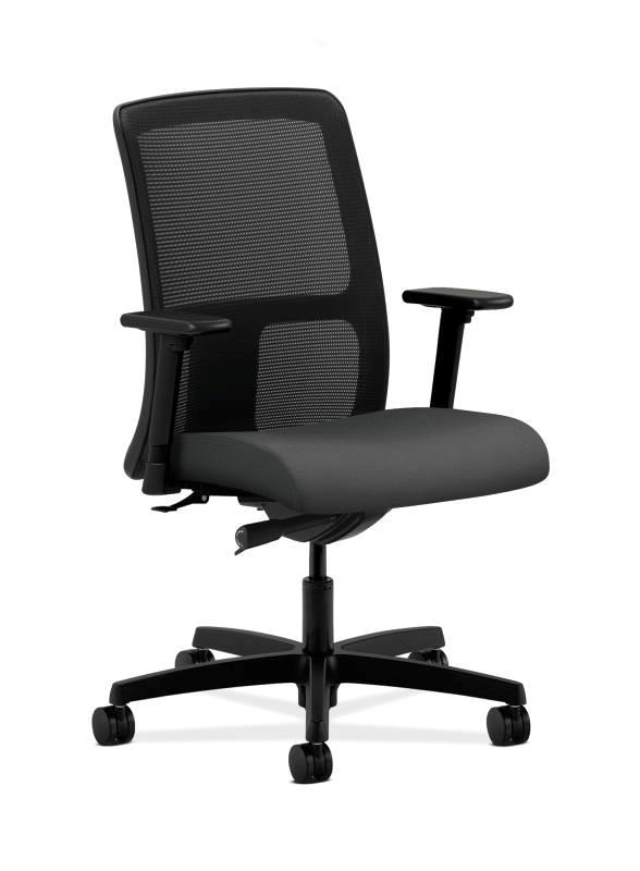 HON Ignition Low-Back Mesh Task Chair - Synchro-Tilt - Adjustable Arms - Iron Ore Fabric HONIT102CU19