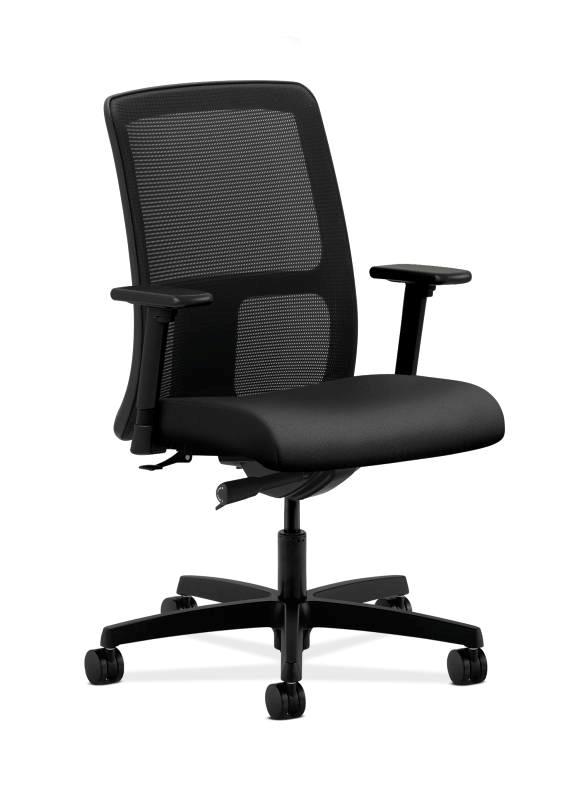 HON Ignition Low-Back Mesh Task Chair - Synchro-Tilt - Adjustable Arms - Onyx Fabric HONIT102NR10