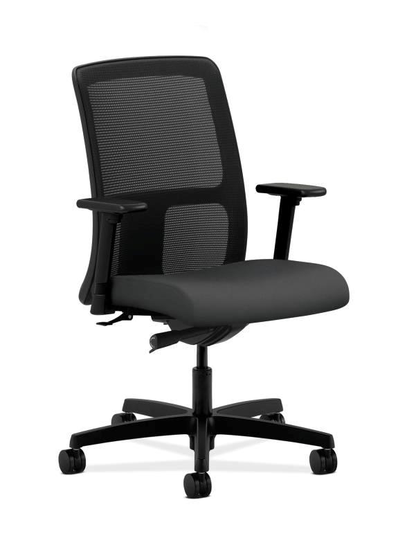 HON Ignition Low-Back Mesh Task Chair - Synchro-Tilt - Adjustable Arms - Carbon Vinyl HONIT102SX23