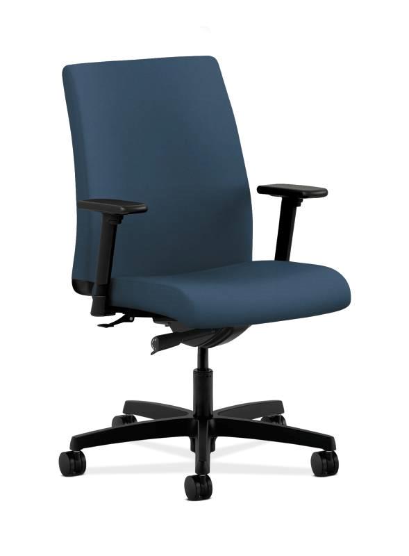 HON Ignition Low-Back Task Chair - Synchro-Tilt - Adjustable Arms - Jet Vinyl HONIT103SX05