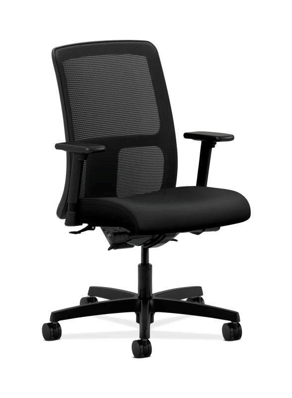 HON Ignition Low-Back Task Chair - Synchro-Tilt, Back Angle - Adjustable Arms - Black Fabric HONIT201UR10
