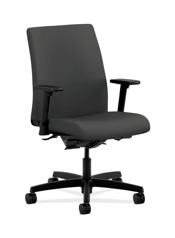 HON Ignition Low-Back Task Chair - Synchro-Tilt, Back Angle - Adjustable Arms - Iron Ore Fabric HONIT202CU19