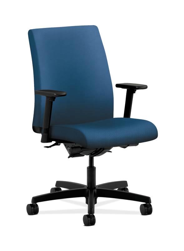 HON Ignition Low-Back Task Chair - Synchro-Tilt, Back Angle - Adjustable Arms - Regatta Fabric HONIT202NR90