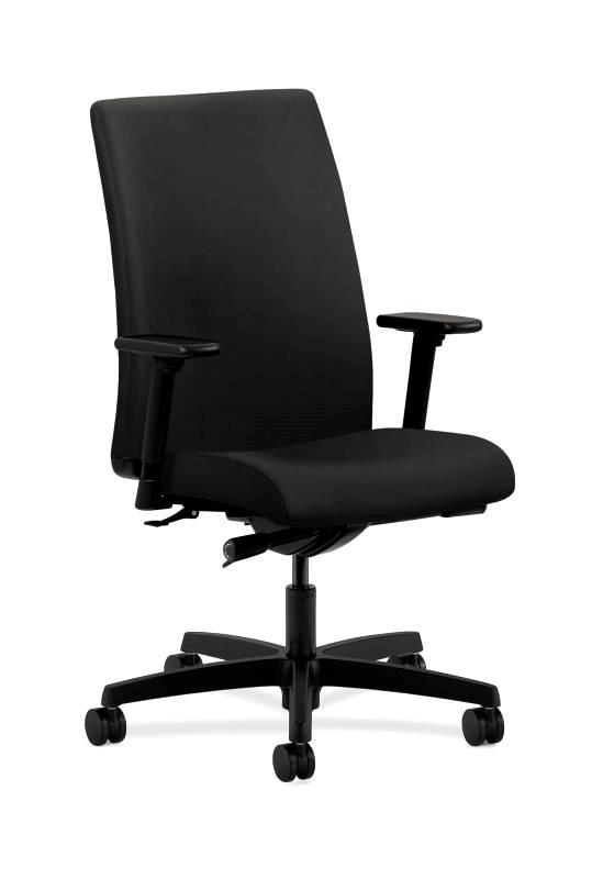 HON Ignition Mid-Back Task Chair - Synchro-Tilt - Adjustable Arms - Black Vinyl HONIW114WP40