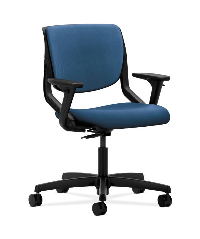HON Motivate Task Chair - Upholstered Back - Adjustable Arms - Onyx Shell - Regatta Fabric HONMT102NR90