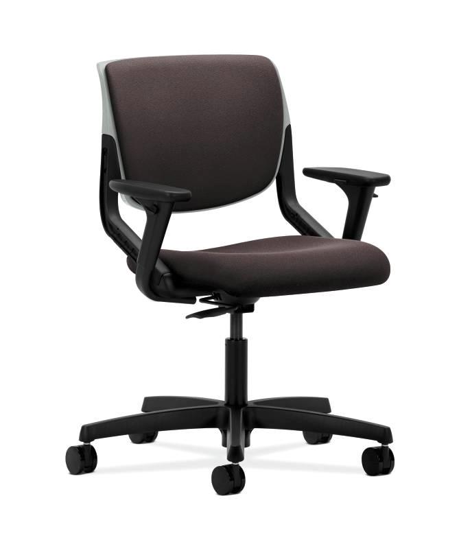 HON Motivate Task Chair - Upholstered Back - Adjustable Arms - Platinum Shell - Espresso Fabric HONMT103CU49
