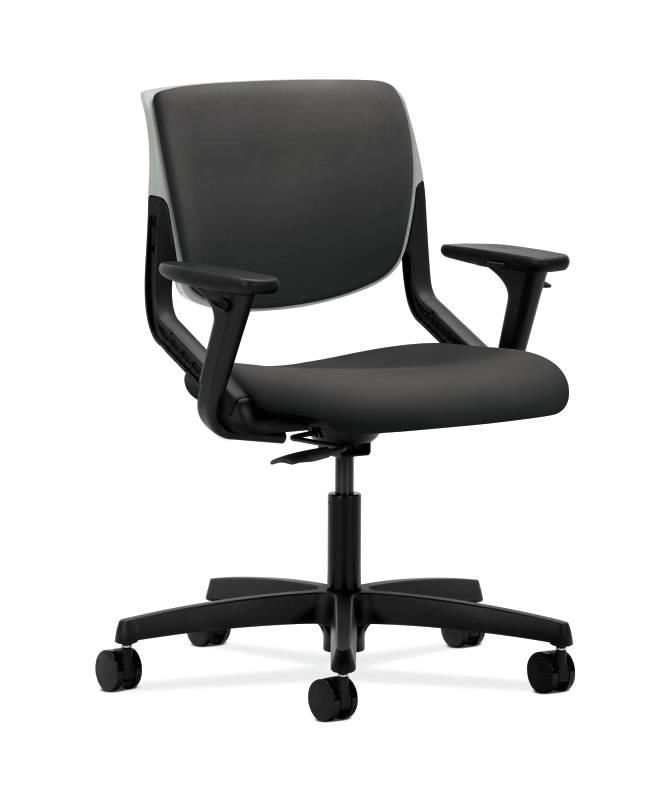 HON Motivate Task Chair - Upholstered Back - Adjustable Arms - Platinum Shell - Carbon Fabric HONMT103SX23