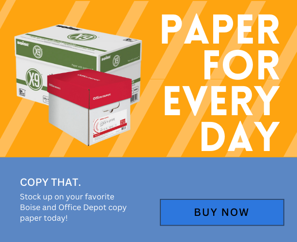 Everyday deals on Boise + Office Depot copy paper. Click Here to Purchase.