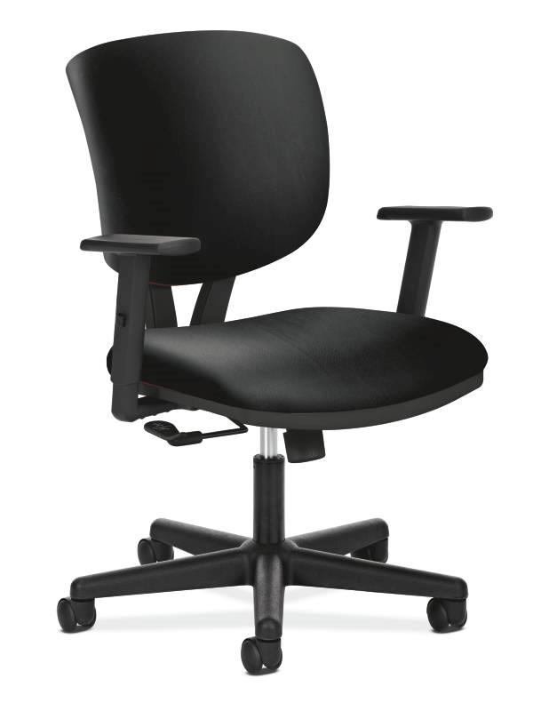 HON Volt Task Chair - Center-Tilt - Adjustable Arms - Black SofThread Leather HON5701ASB11